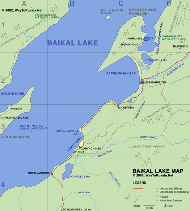 Map of Baikal Lake in Buryatia