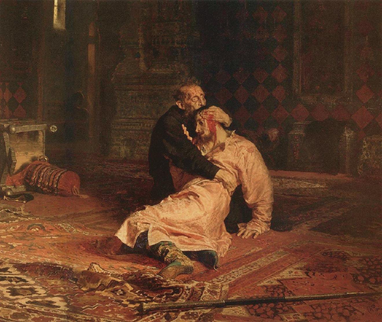Tsar Ivan Grozny Kills his Son by Ilya Repin / Tretyakov Gallery
