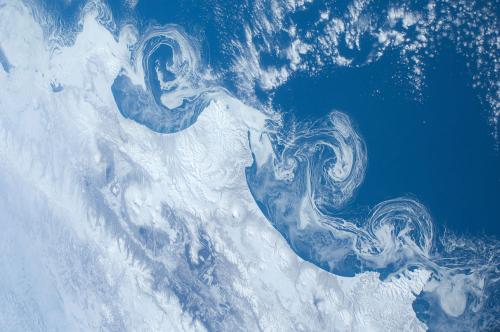 Image credit: Ice Floes, Kamchatka Coast, Russia (NASA, International Space Station, 03/15/12)