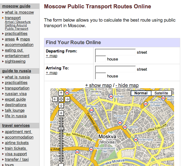 Moscow public transport route
